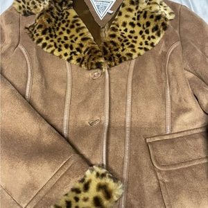 Marvin Richards Shearling Suede Leather Coat Fur Penny Lane Jacket Womens Large